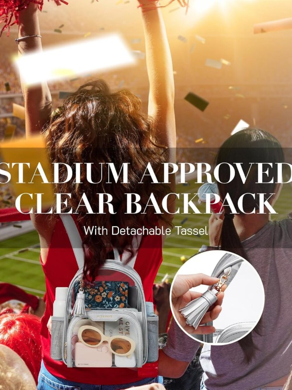 Small Clear Backpack for Stadium Events Anti-theft Mini Clear Bag for Sport Even - Picture 4 of 6